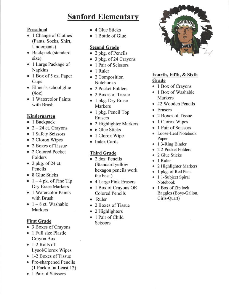 Elementary School Supply List 2018-2019