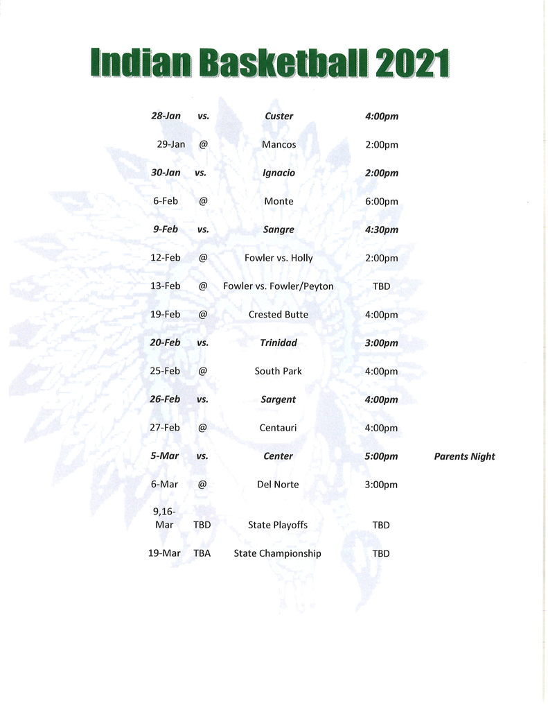 HS Basketball Schedule