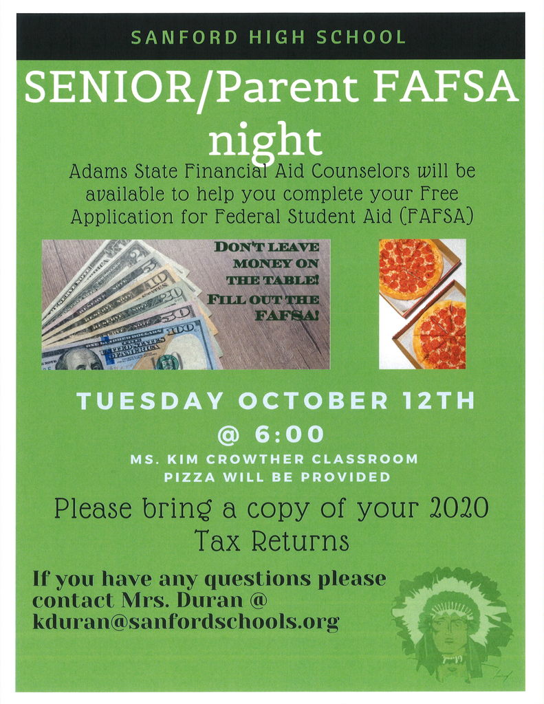 Oct. 12th Senior Parent FAFSA night 